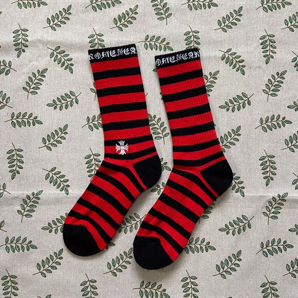 Chrome Hearts Black And Red Striped Sports Socks